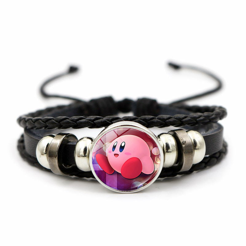 Cute and Magical Black Woven Leather Button Bracelet,A Perfect Gift for Friends and Family,B03