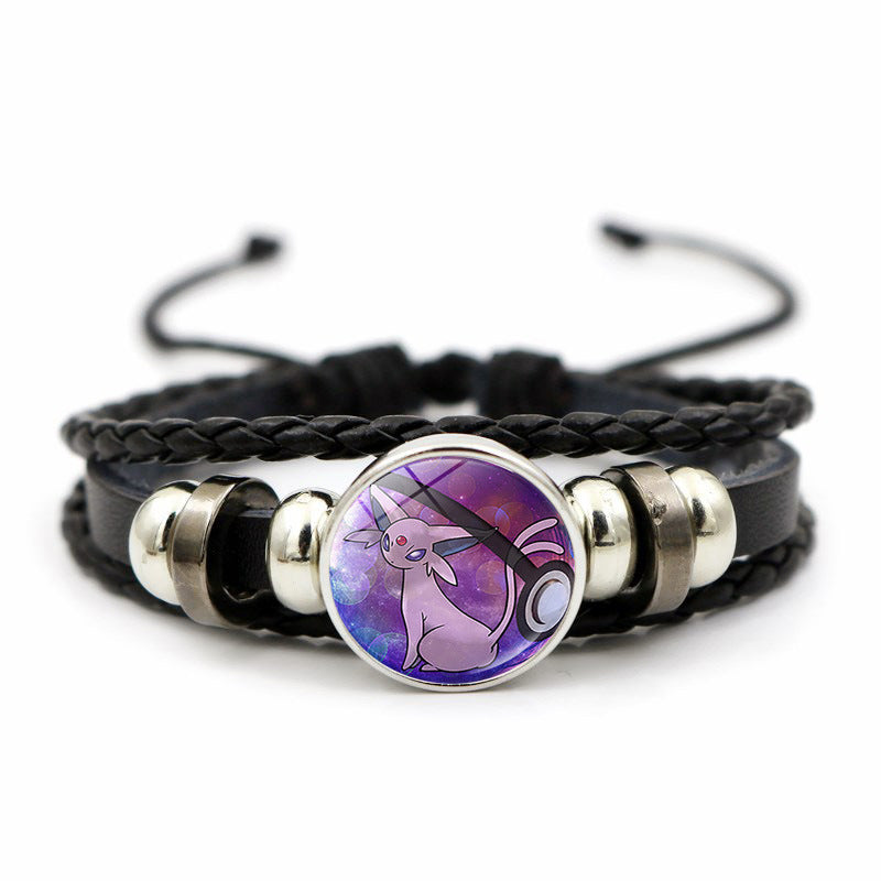 Cute and Magical Black Woven Leather Button Bracelet,A Perfect Gift for Friends and Family,B03