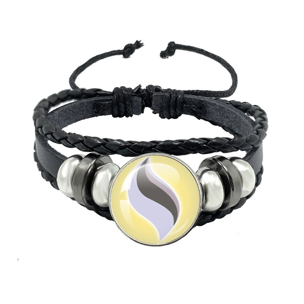 Leather Cord Snap Bracelet with Mega Evolution Stone,Perfect Gift for Friends and Family,B01