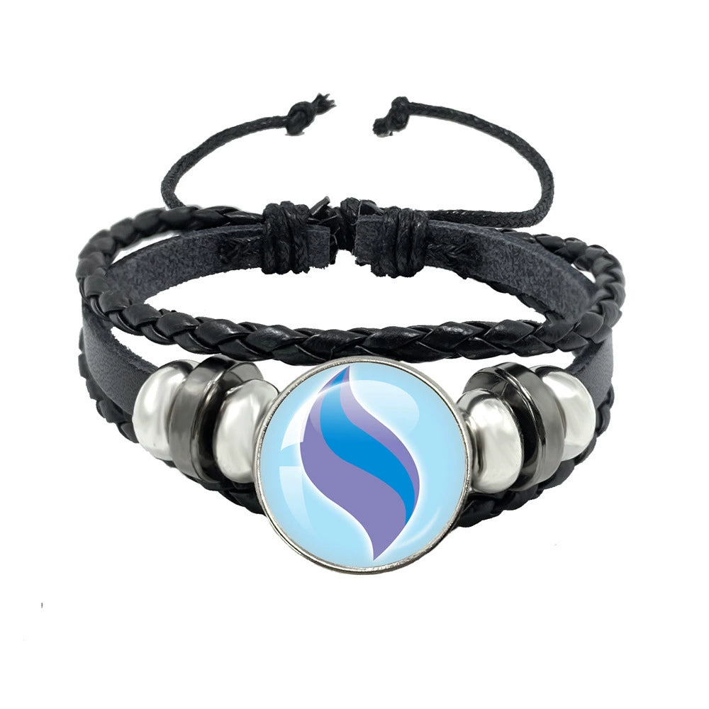 Leather Cord Snap Bracelet with Mega Evolution Stone,Perfect Gift for Friends and Family,B01
