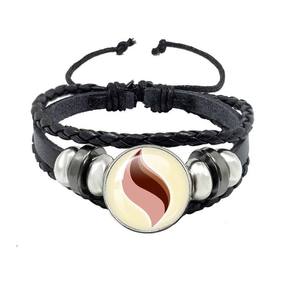 Leather Cord Snap Bracelet with Mega Evolution Stone,Perfect Gift for Friends and Family,B01