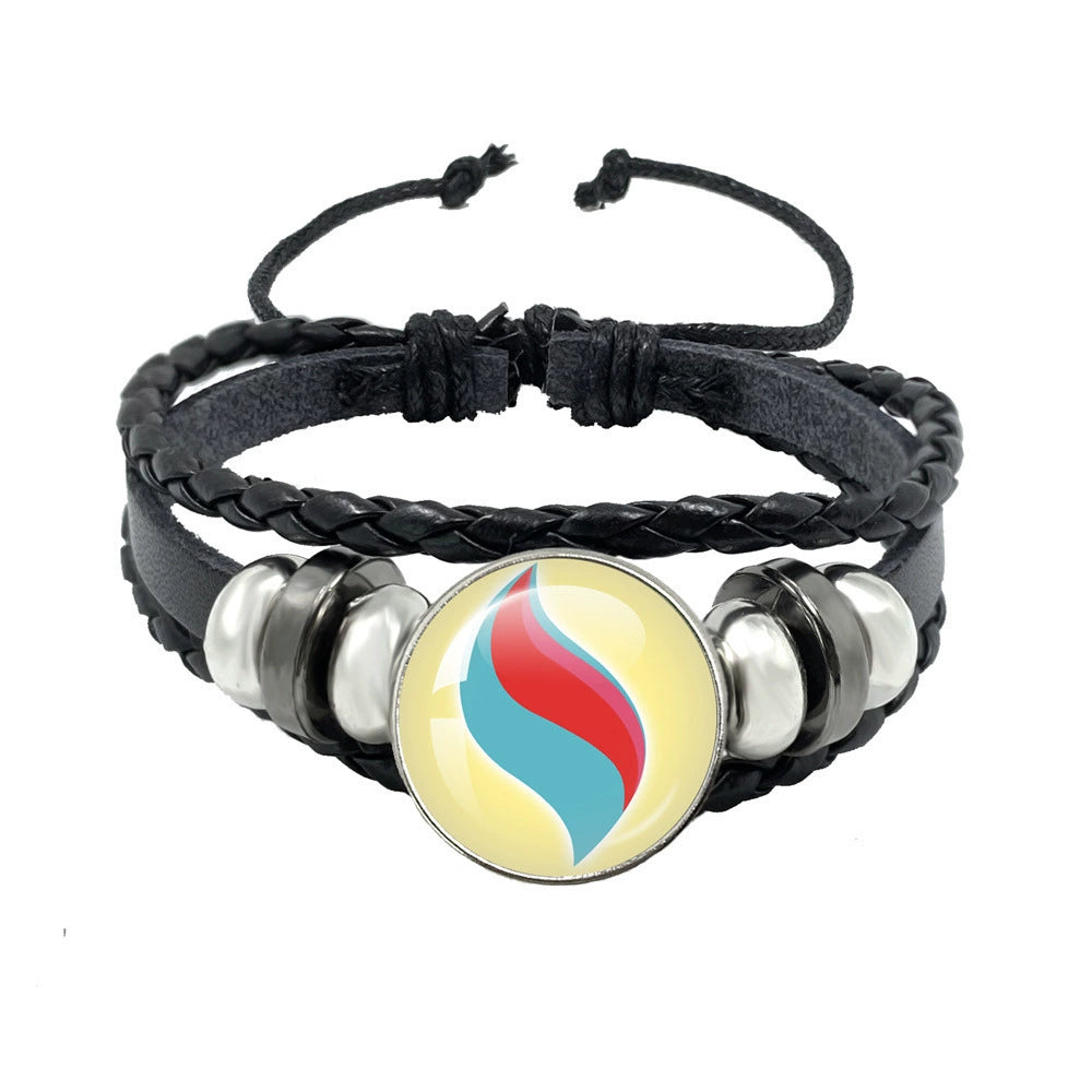Leather Cord Snap Bracelet with Mega Evolution Stone,Perfect Gift for Friends and Family,B01