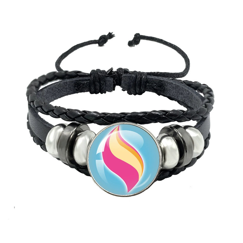 Leather Cord Snap Bracelet with Mega Evolution Stone,Perfect Gift for Friends and Family,B01