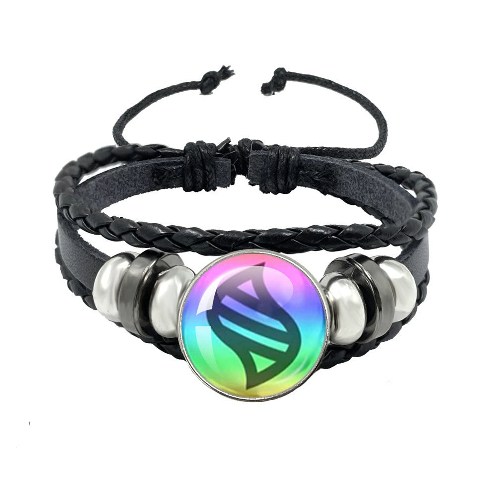 Leather Cord Snap Bracelet with Mega Evolution Stone,Perfect Gift for Friends and Family,B01