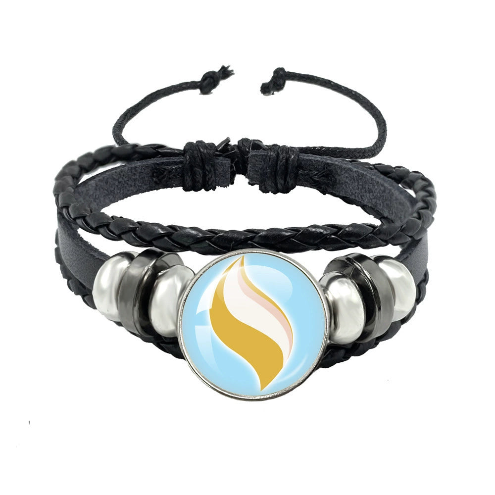 Leather Cord Snap Bracelet with Mega Evolution Stone,Perfect Gift for Friends and Family,B01