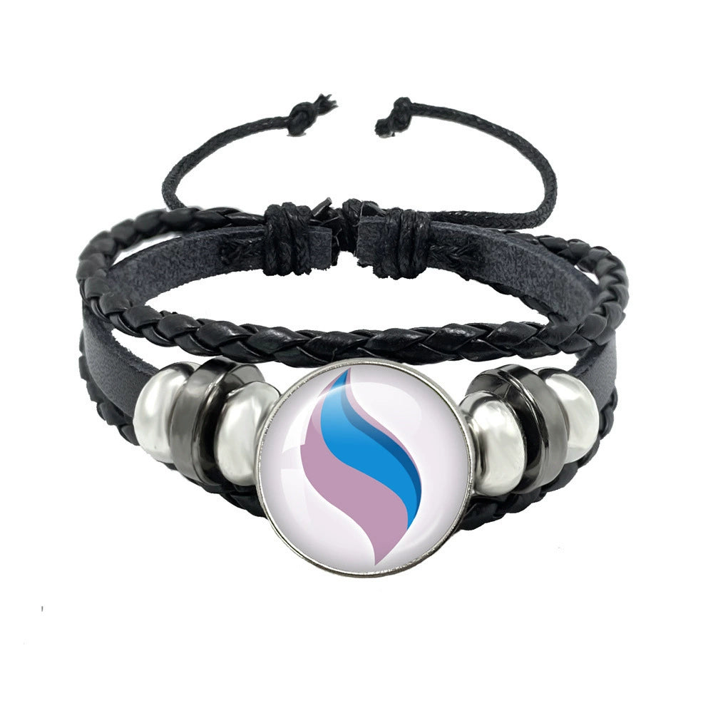 Leather Cord Snap Bracelet with Mega Evolution Stone,Perfect Gift for Friends and Family,B01