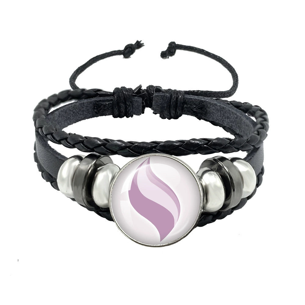 Leather Cord Snap Bracelet with Mega Evolution Stone,Perfect Gift for Friends and Family,B01