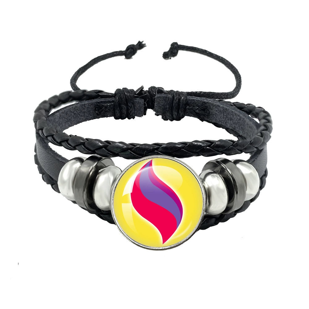 Leather Cord Snap Bracelet with Mega Evolution Stone,Perfect Gift for Friends and Family,B01