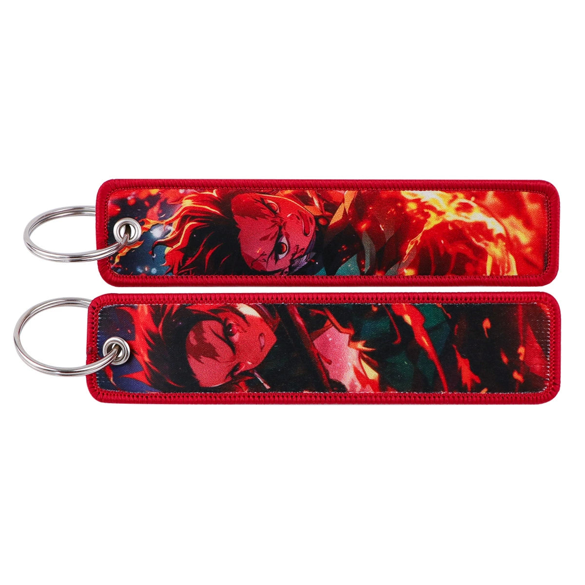Cartoon Demon Slayer Jacquard Keychain Lanyard, Demon Access Card Holder, Fabric Keychain for ID and Office Badge,017