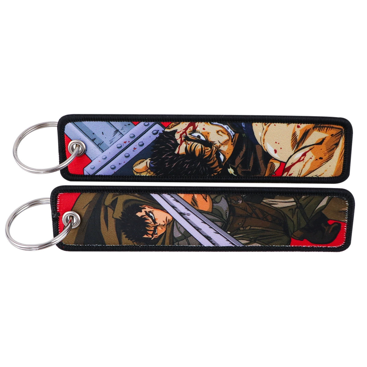 Berserk & JoJo Anime Woven Keychain – Fabric Key Ring with Berserk-Inspired Decorative Chain,026