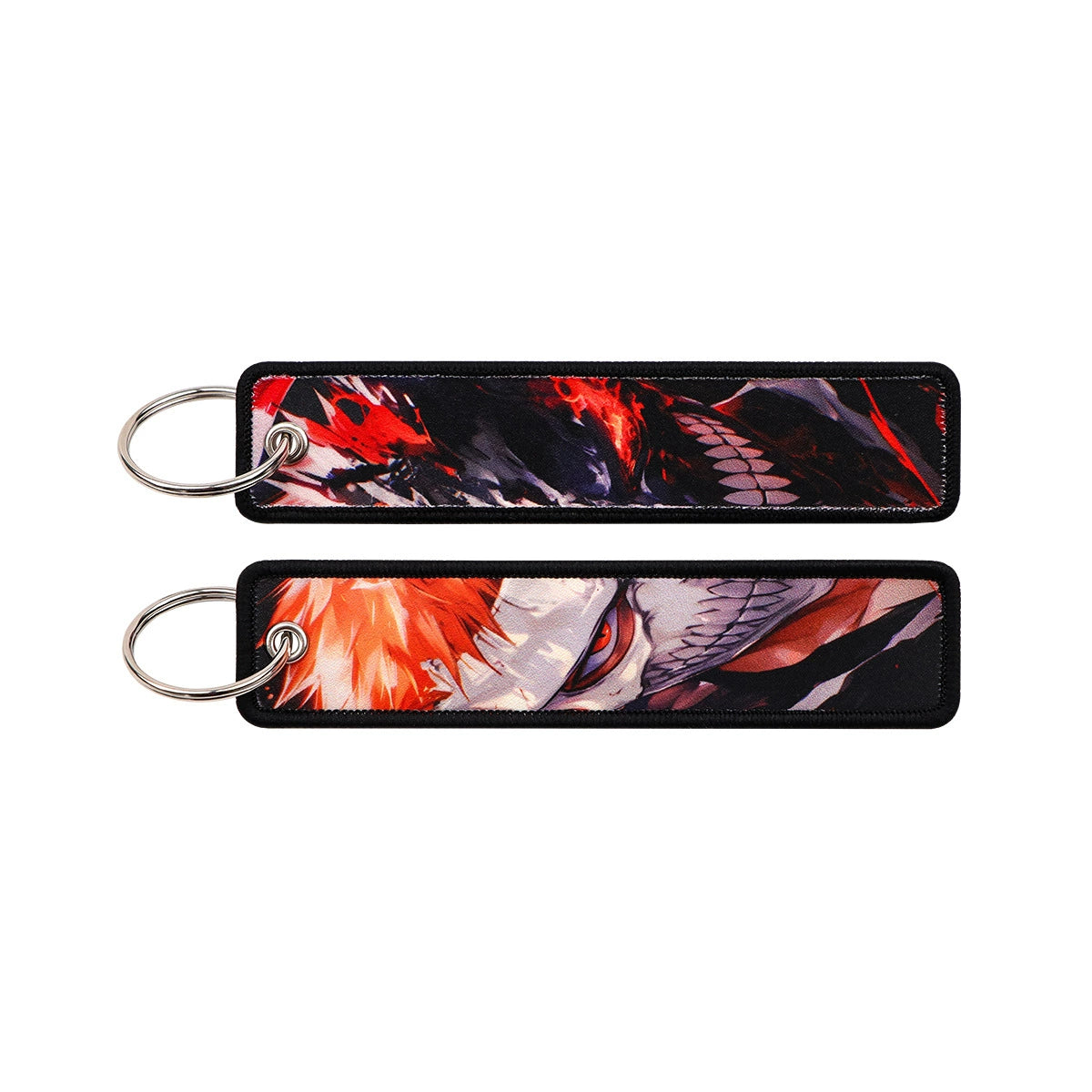 Anime Bleach Woven Keychain with Cartoon Lanyard, Student Campus Access & Office ID Badge Holder, Fabric Keychain,013