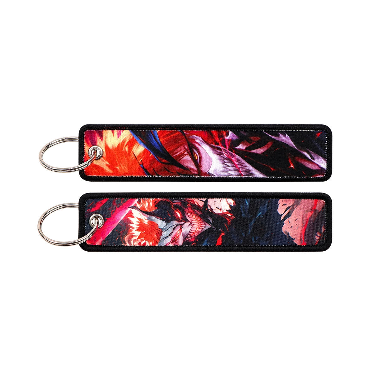 Anime Bleach Woven Keychain with Cartoon Lanyard, Student Campus Access & Office ID Badge Holder, Fabric Keychain,013
