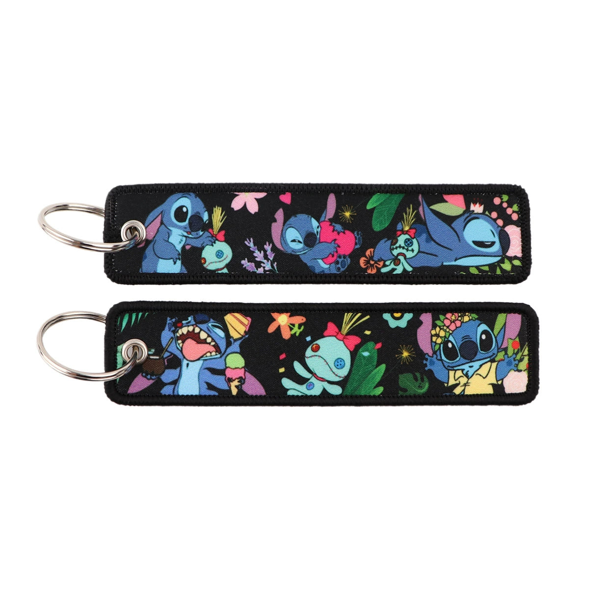 Stitch Cartoon Lanyard Keychain – Woven Fabric ID Badge Holder for Students, Office, Keys, and Accessories,025
