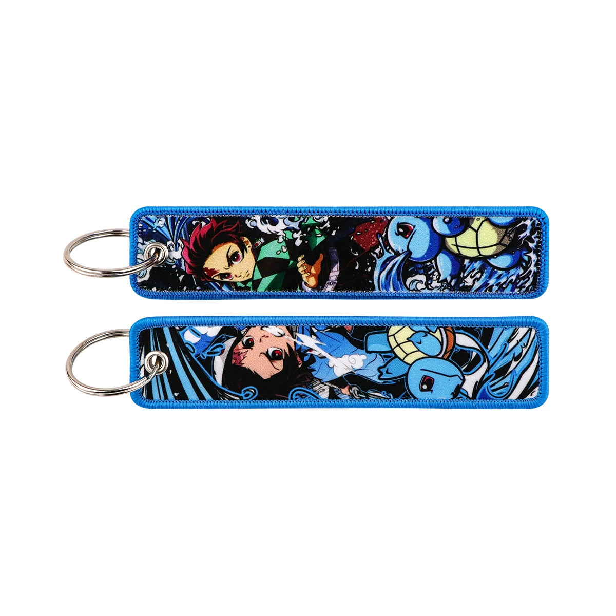 Cartoon Demon Slayer Jacquard Keychain Lanyard, Demon Access Card Holder, Fabric Keychain for ID and Office Badge,017