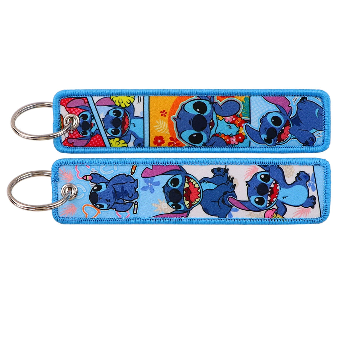 Stitch Cartoon Lanyard Keychain – Woven Fabric ID Badge Holder for Students, Office, Keys, and Accessories,025