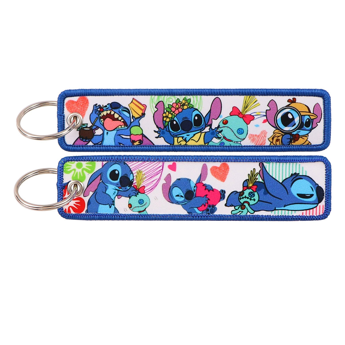 Stitch Cartoon Lanyard Keychain – Woven Fabric ID Badge Holder for Students, Office, Keys, and Accessories,025