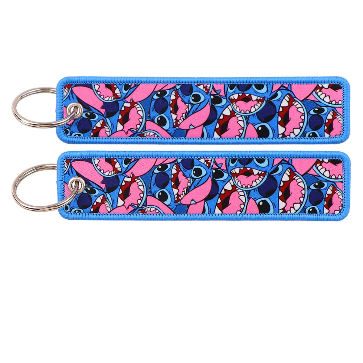 Stitch Cartoon Lanyard Keychain – Woven Fabric ID Badge Holder for Students, Office, Keys, and Accessories,025