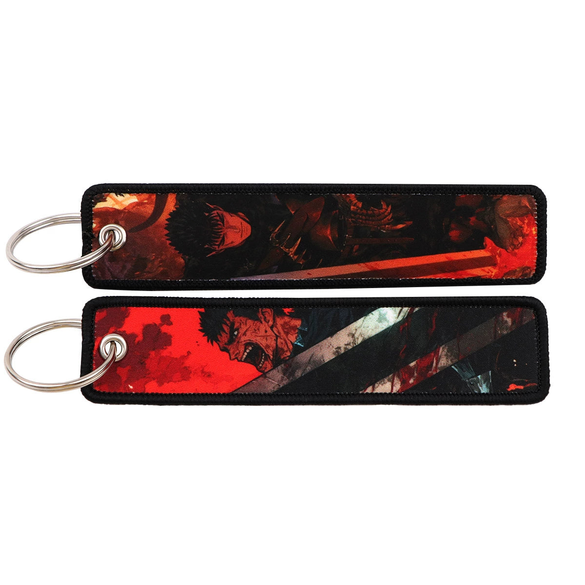 Berserk & JoJo Anime Woven Keychain – Fabric Key Ring with Berserk-Inspired Decorative Chain,026