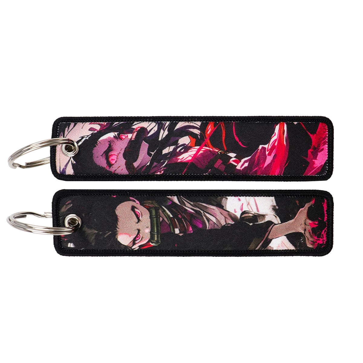 Cartoon Demon Slayer Jacquard Keychain Lanyard, Demon Access Card Holder, Fabric Keychain for ID and Office Badge,017