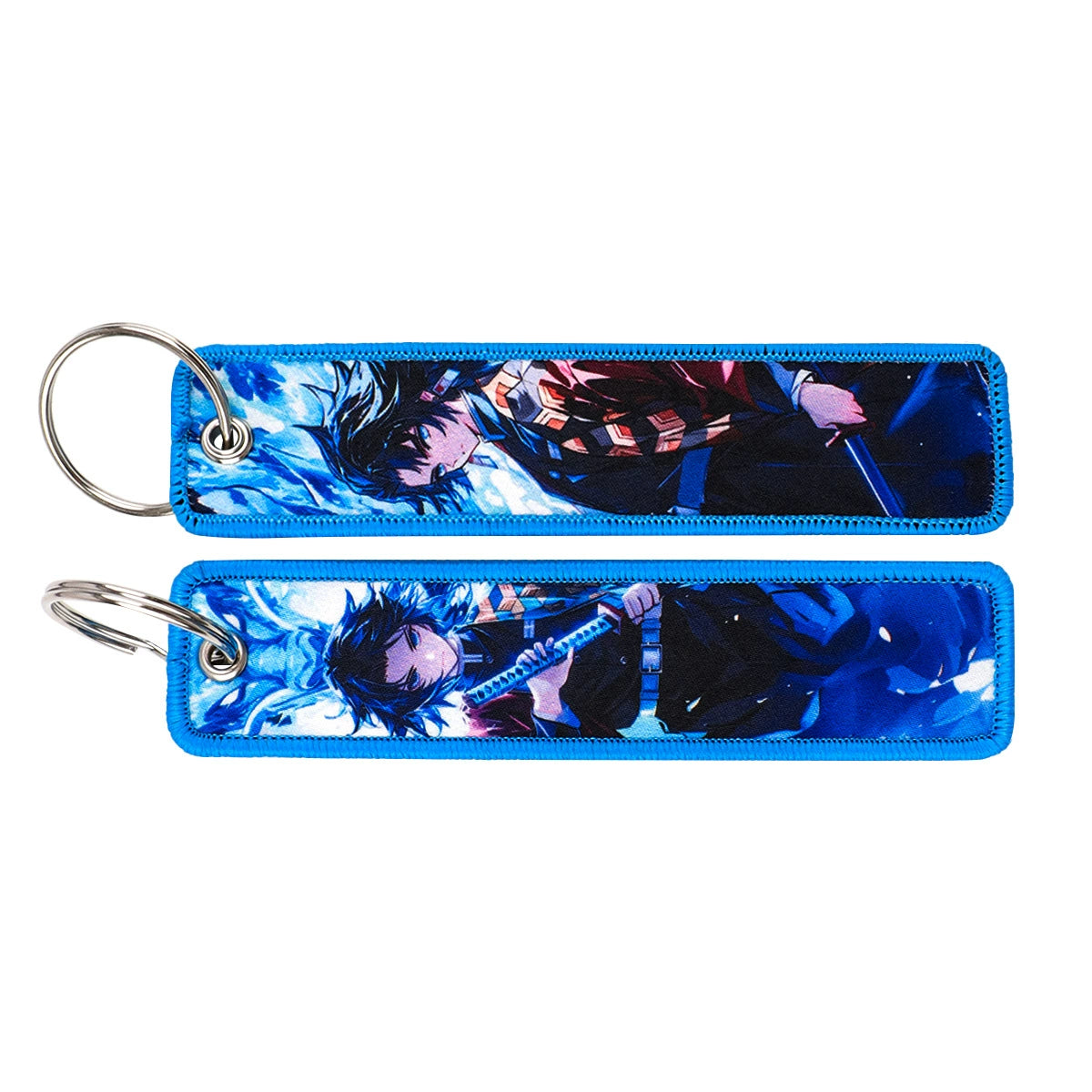 Cartoon Demon Slayer Jacquard Keychain Lanyard, Demon Access Card Holder, Fabric Keychain for ID and Office Badge,017