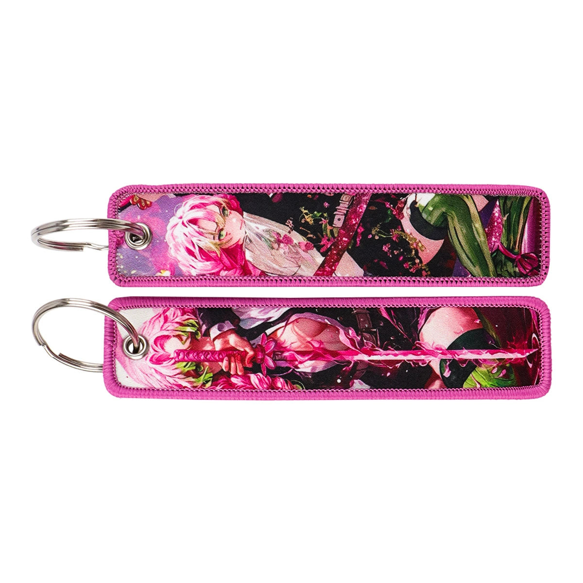 Cartoon Demon Slayer Jacquard Keychain Lanyard, Demon Access Card Holder, Fabric Keychain for ID and Office Badge,017