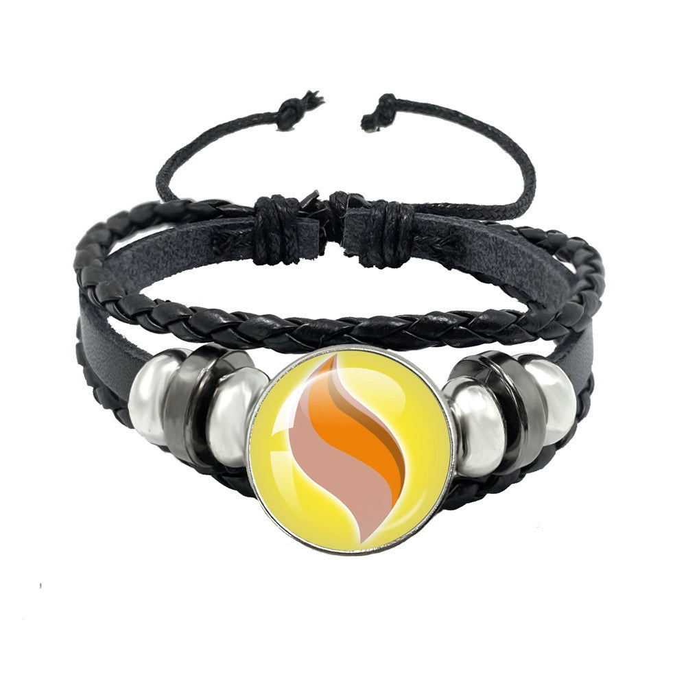 Leather Cord Snap Bracelet with Mega Evolution Stone,Perfect Gift for Friends and Family,B01