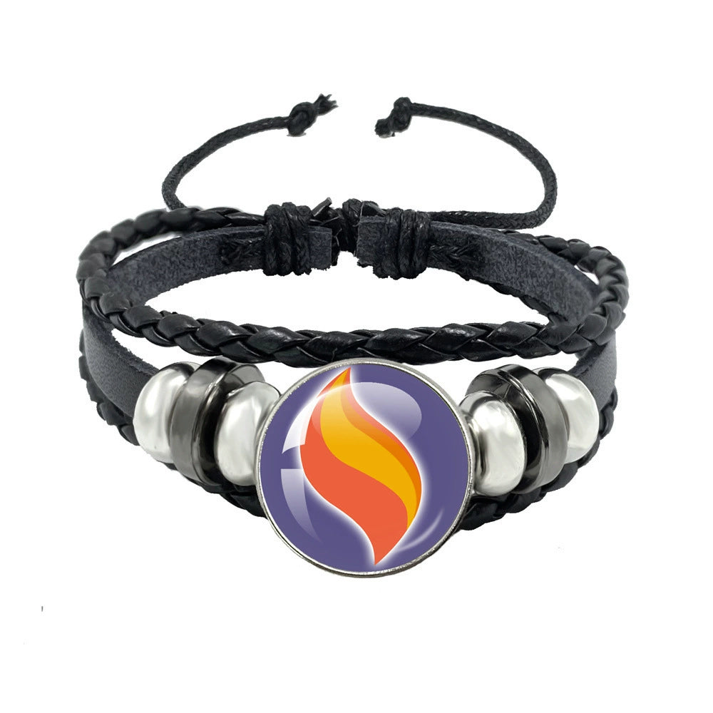 Leather Cord Snap Bracelet with Mega Evolution Stone,Perfect Gift for Friends and Family,B01