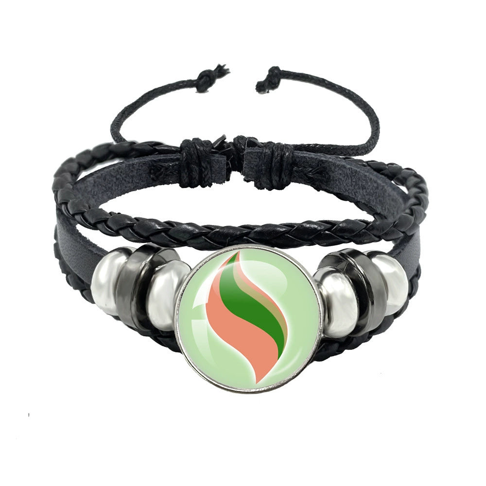 Leather Cord Snap Bracelet with Mega Evolution Stone,Perfect Gift for Friends and Family,B01