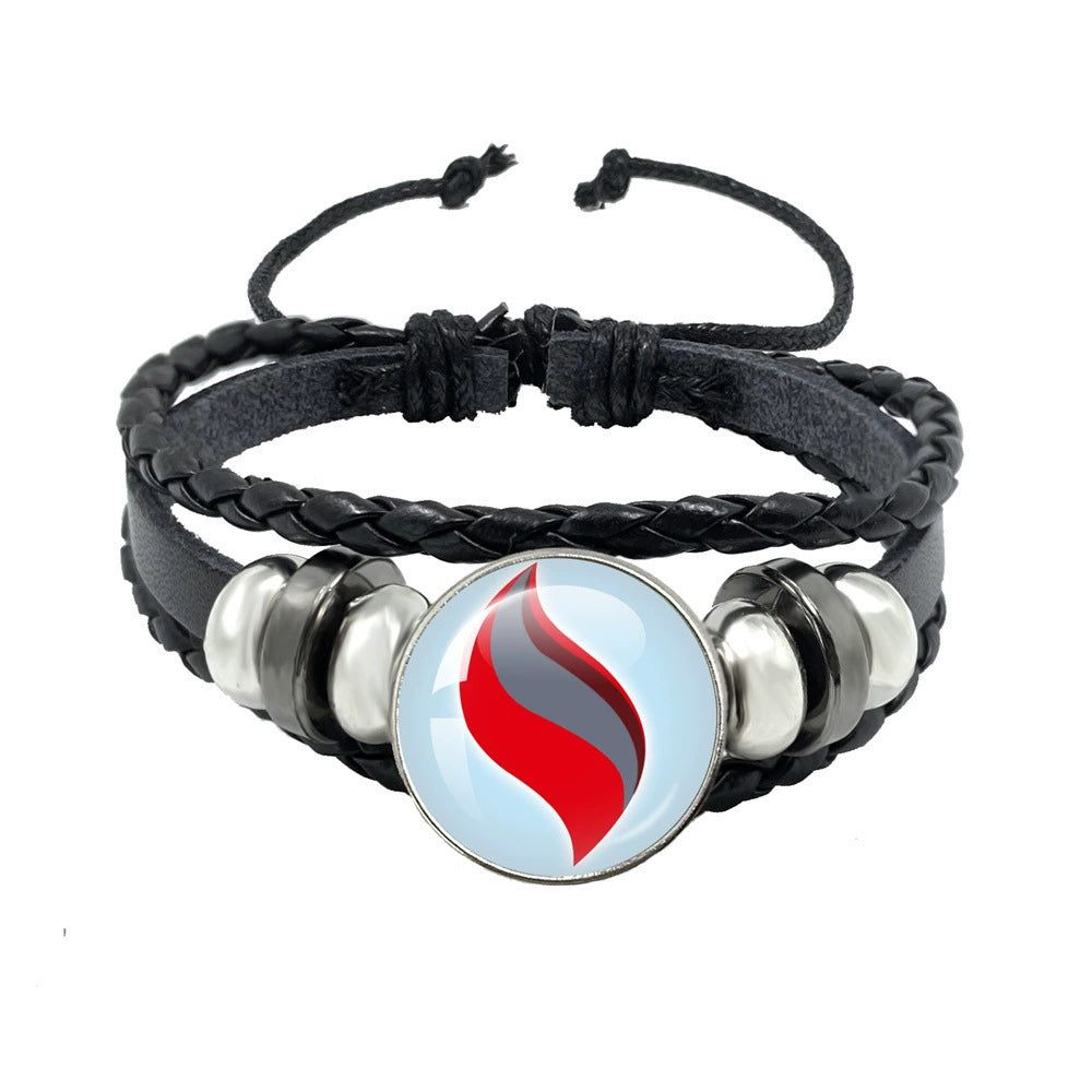 Leather Cord Snap Bracelet with Mega Evolution Stone,Perfect Gift for Friends and Family,B01
