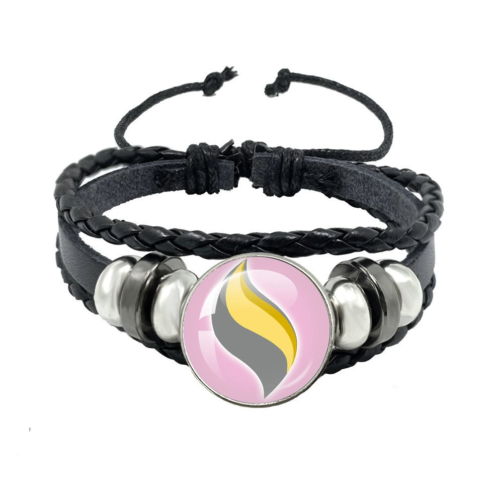 Leather Cord Snap Bracelet with Mega Evolution Stone,Perfect Gift for Friends and Family,B01