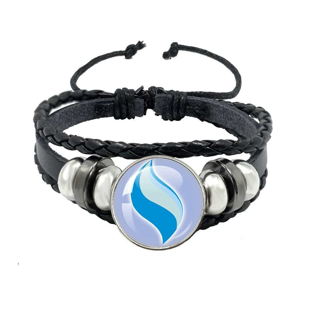 Leather Cord Snap Bracelet with Mega Evolution Stone,Perfect Gift for Friends and Family,B01