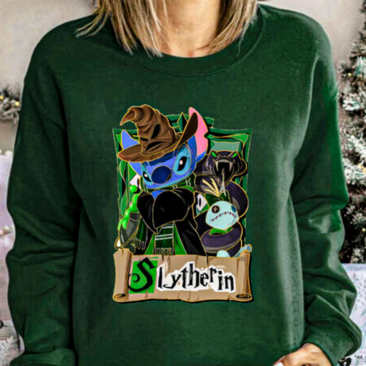 Stitch Harry Potter Four Houses In Hogwarts Crewneck,H-C-107