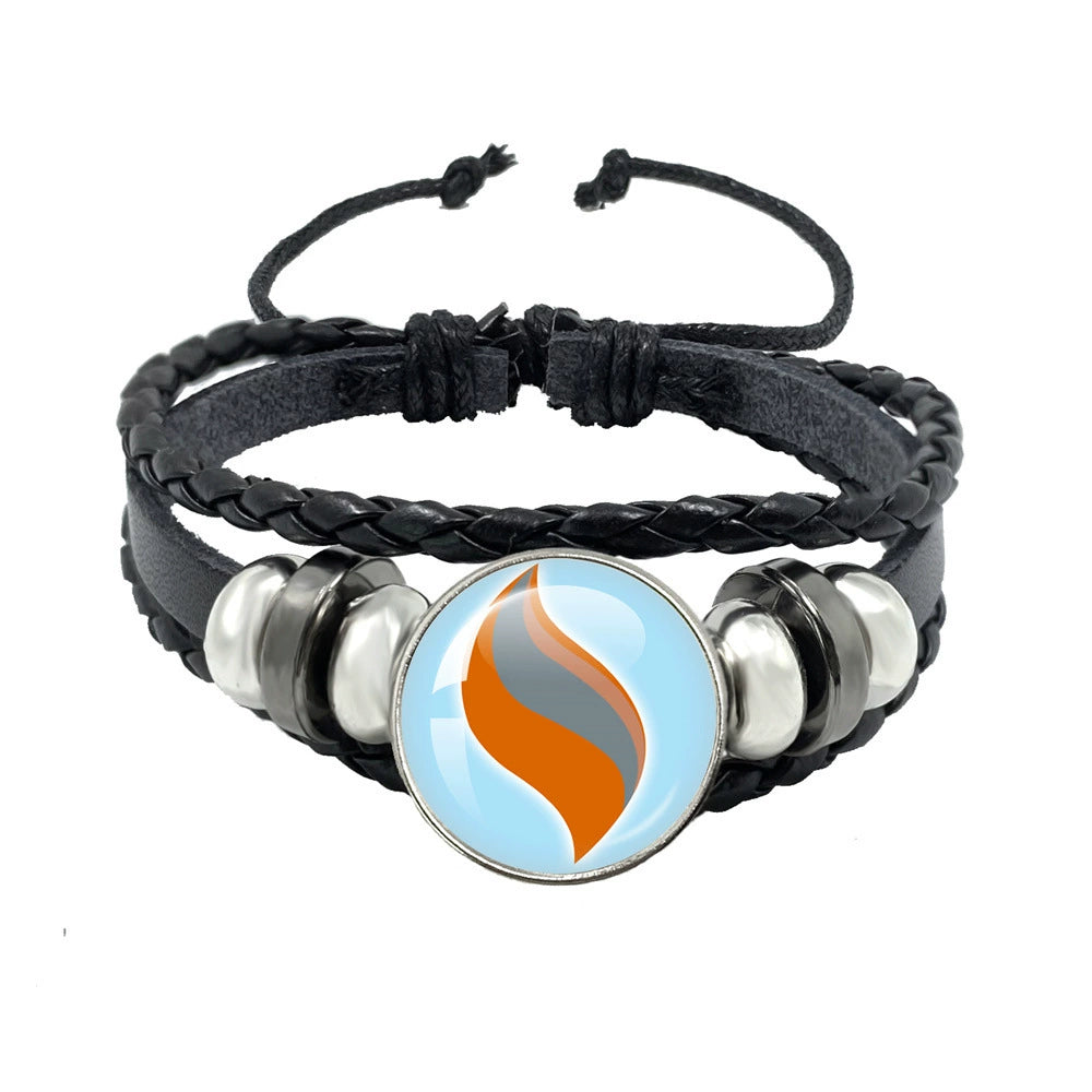 Leather Cord Snap Bracelet with Mega Evolution Stone,Perfect Gift for Friends and Family,B01