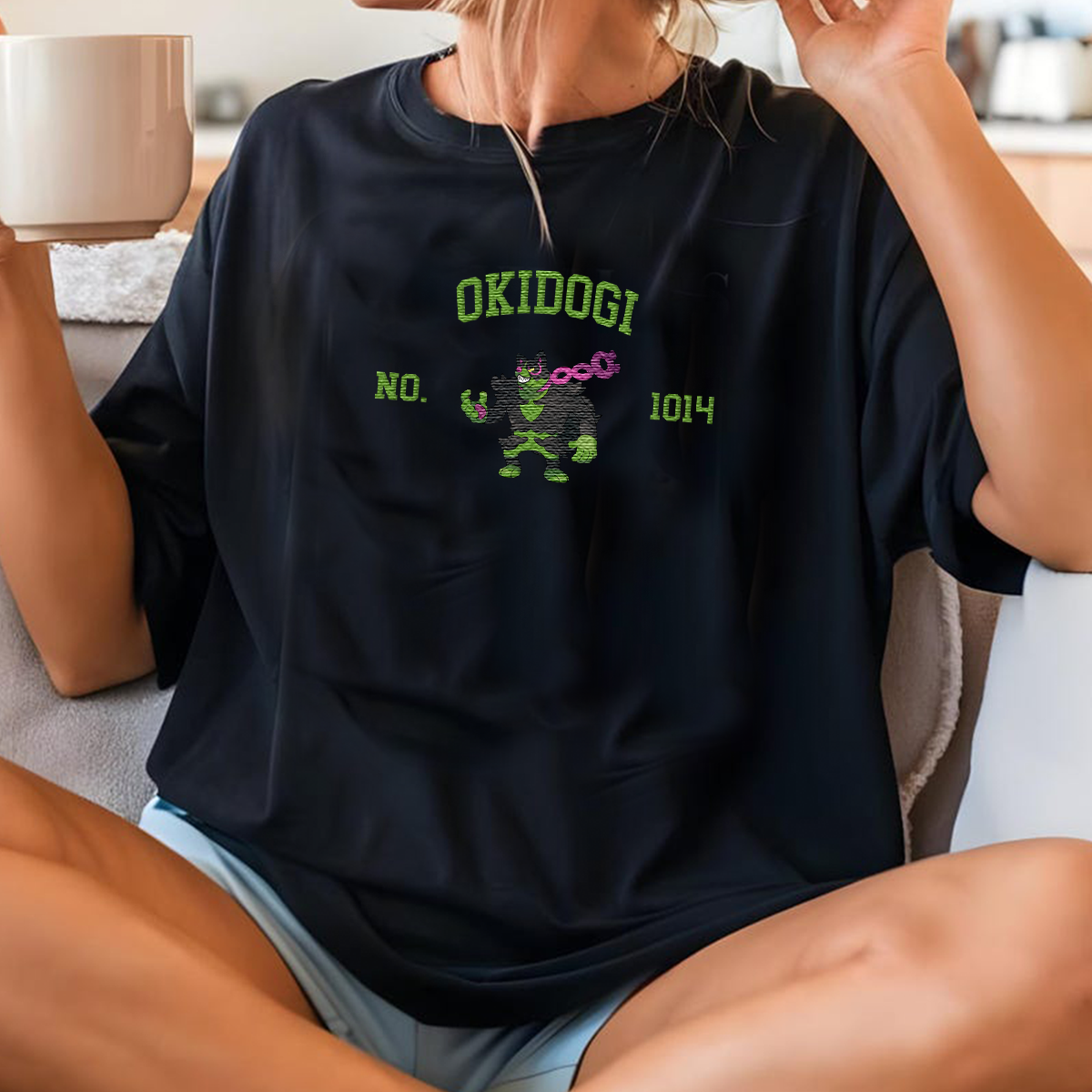 Okidogi Adorable Anime-Themed Embroidered T-Shirt,Crewneck,Hoodie-Trendy Versatile and a Thoughtful Gift for Friends,H-C-1762