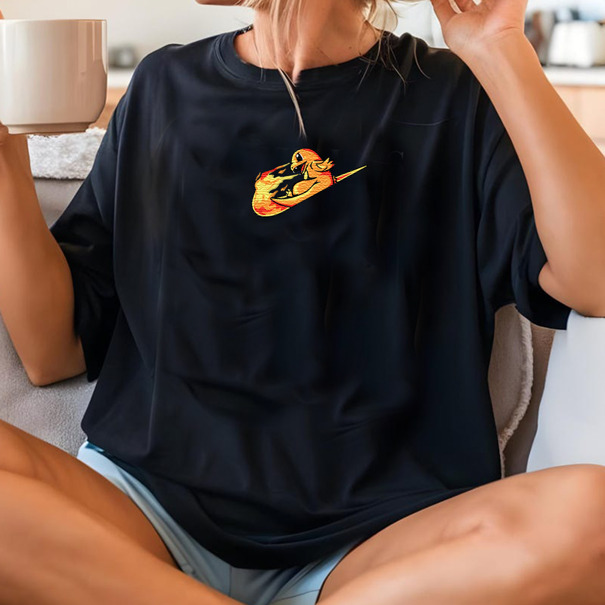 Charmander Embroidered Unisex T-Shirt,Crewneck,Hoodie,Custom Cufflinks For Gift,H-C-1145