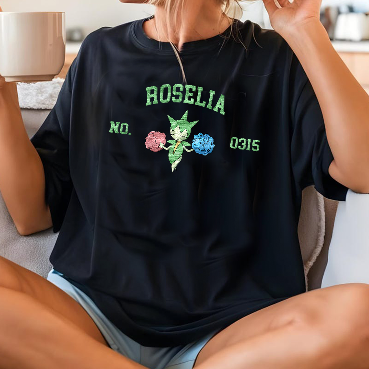 Roselia Adorable Anime-Themed Embroidered T-Shirt,Crewneck,Hoodie-Trendy Versatile and a Thoughtful Gift for Friends,H-C-1594