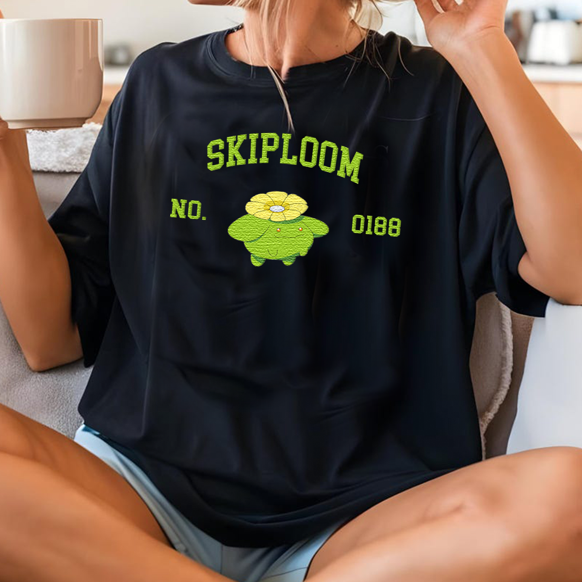 Skiploom Adorable Anime-Themed Embroidered T-Shirt,Crewneck,Hoodie-Trendy Versatile and a Thoughtful Gift for Friends,H-C-1633