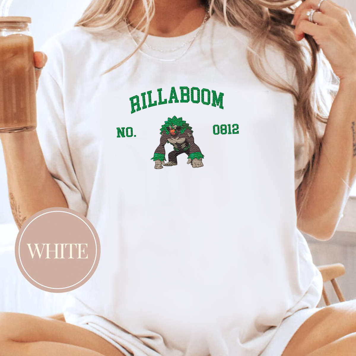 Rillaboom Adorable Anime-Themed Embroidered T-Shirt,Crewneck,Hoodie-Trendy Versatile and a Thoughtful Gift for Friends,H-C-1457