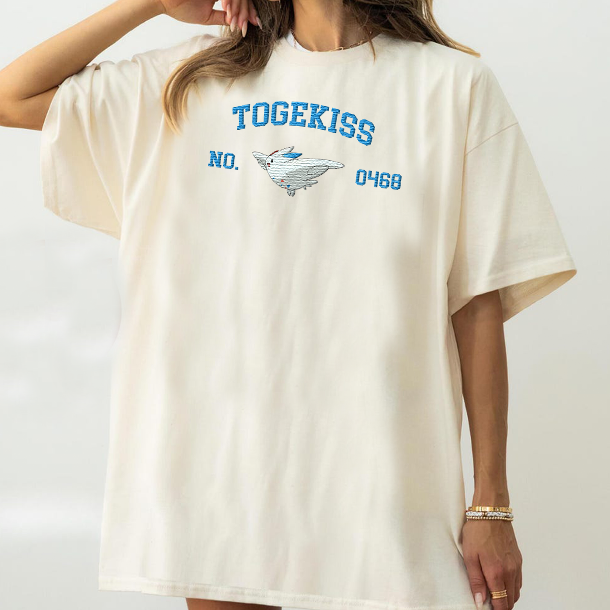 Togekiss Adorable Anime-Themed Embroidered T-Shirt,Crewneck,Hoodie-Trendy Versatile and a Thoughtful Gift for Friends,H-C-1358