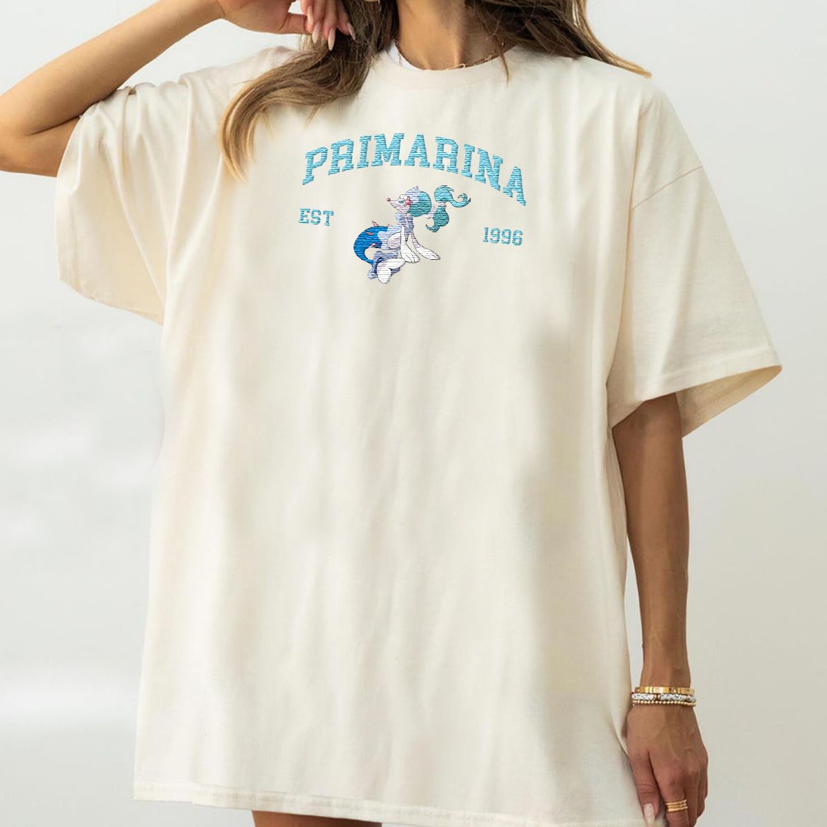 Primarina Adorable Anime-Themed Embroidered T-Shirt,Crewneck,Hoodie-Trendy Versatile and a Thoughtful Gift for Friends,H-C-1024
