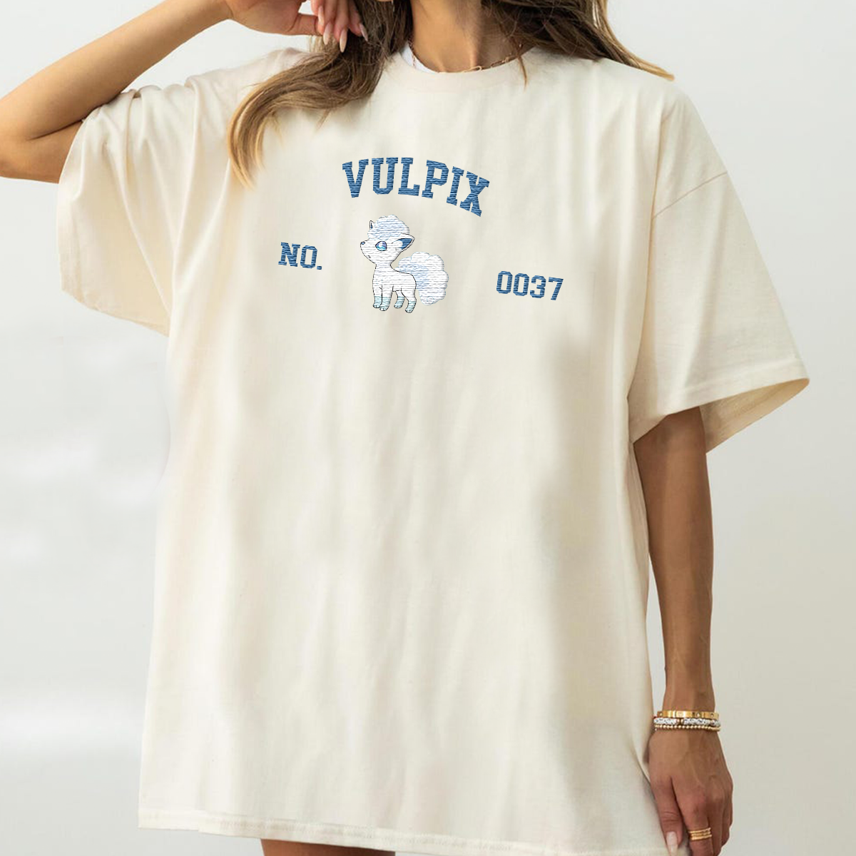 Vulpix Adorable Anime-Themed Embroidered T-Shirt,Crewneck,Hoodie-Trendy Versatile and a Thoughtful Gift for Friends,H-C-1610