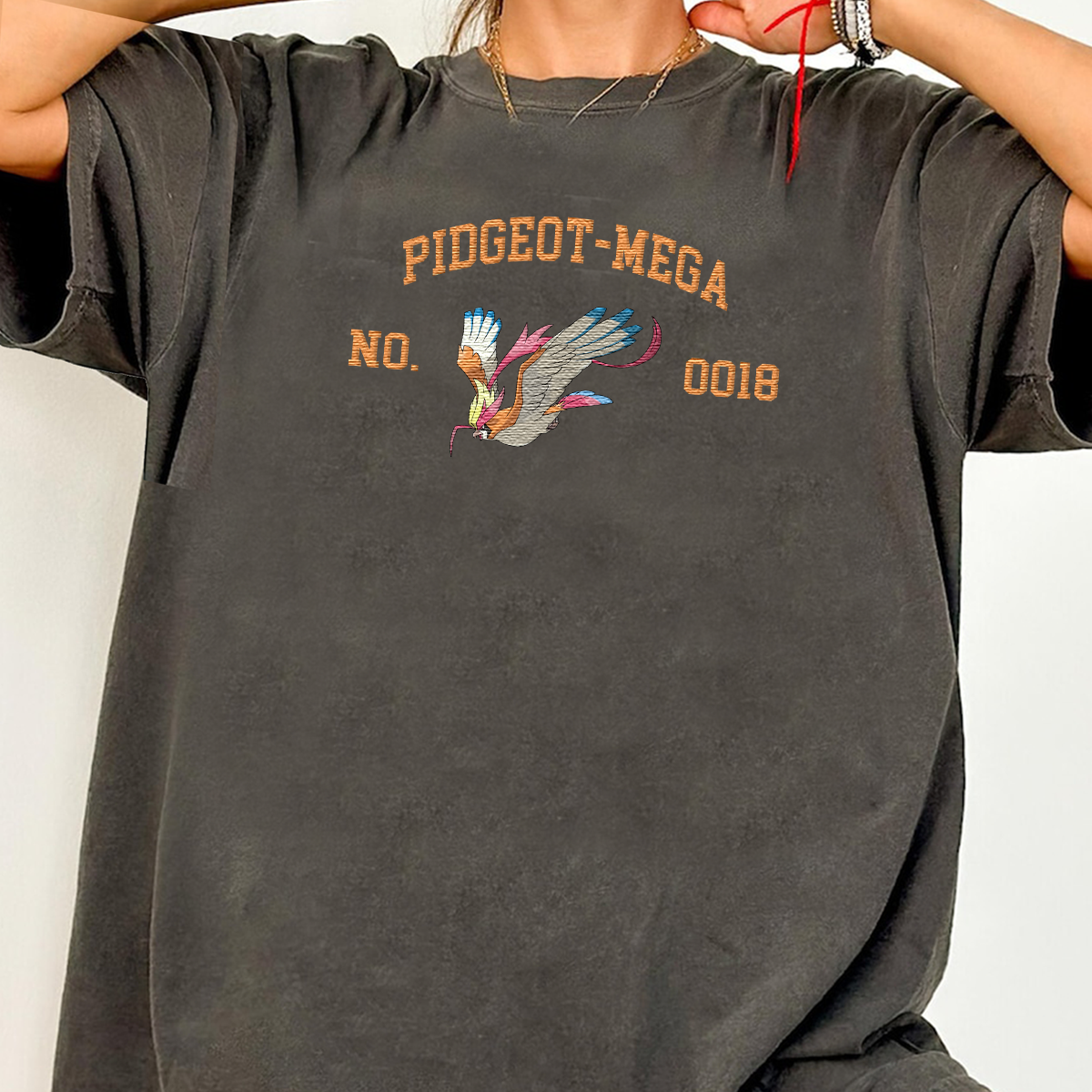 Pidgeot-Mega Adorable Anime-Themed Embroidered T-Shirt,Crewneck,Hoodie-Trendy Versatile and a Thoughtful Gift for Friends,H-C-1480