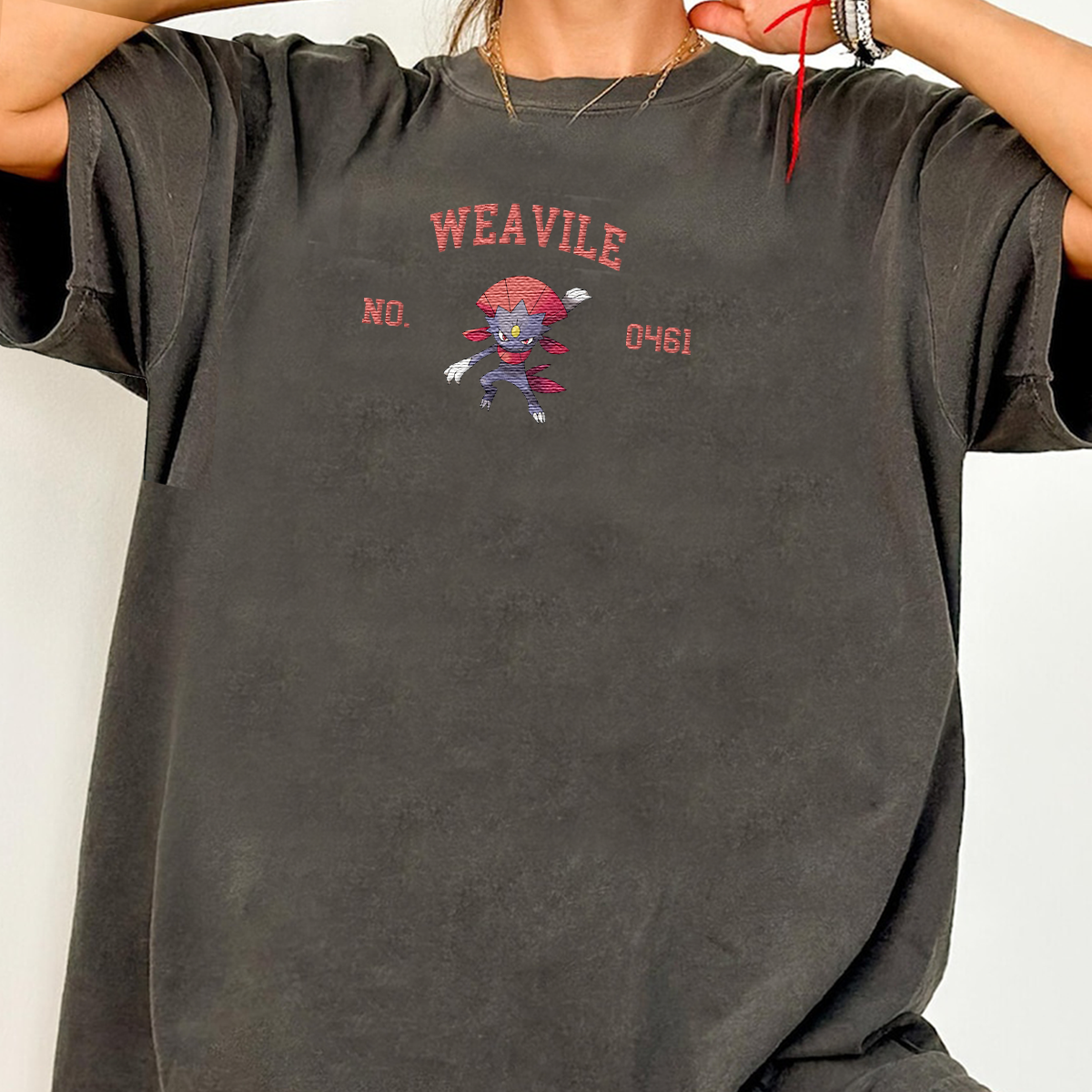 Weavile Adorable Anime-Themed Embroidered T-Shirt,Crewneck,Hoodie-Trendy Versatile and a Thoughtful Gift for Friends,H-C-1705