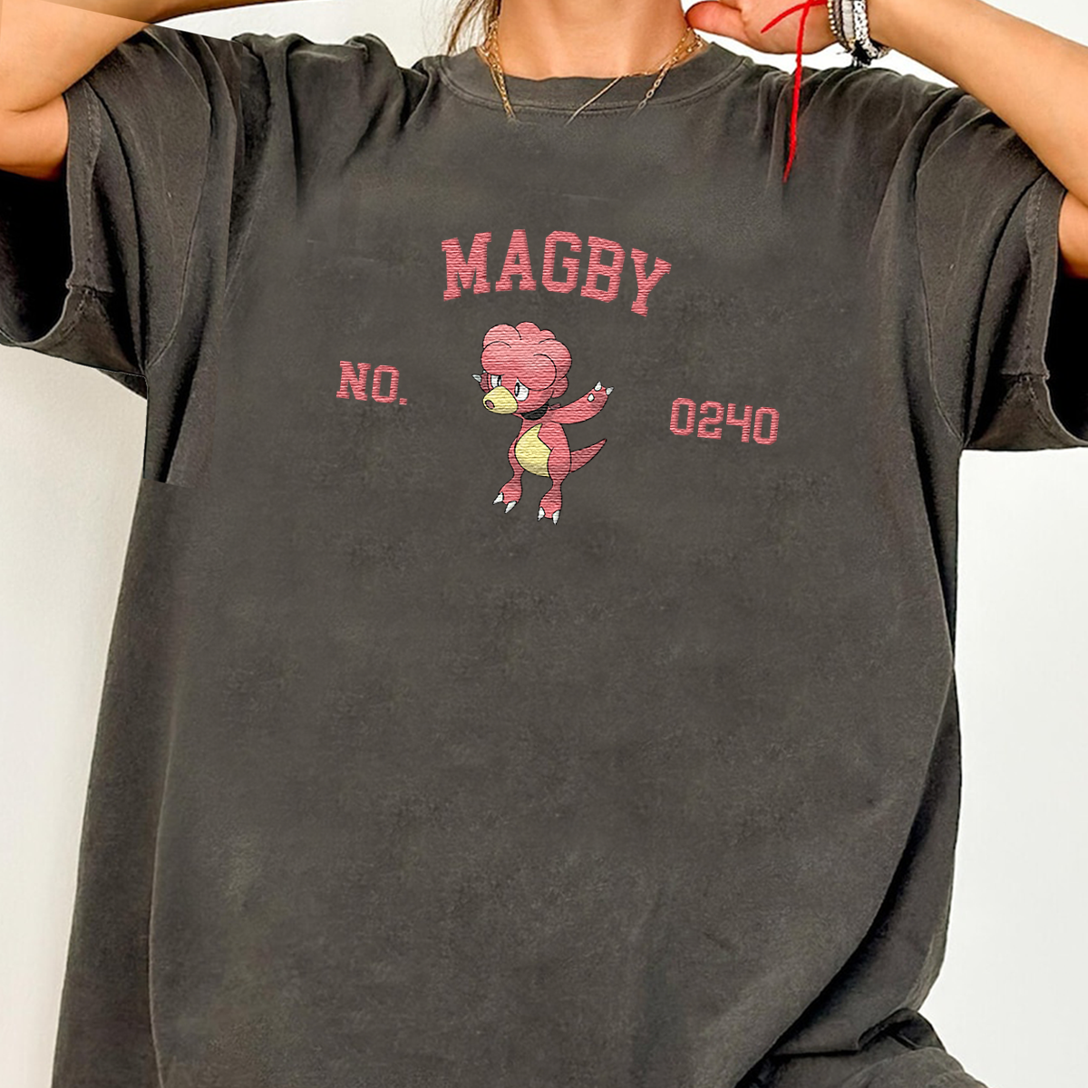 Magby Adorable Anime-Themed Embroidered T-Shirt,Crewneck,Hoodie-Trendy Versatile and a Thoughtful Gift for Friends,H-C-1617