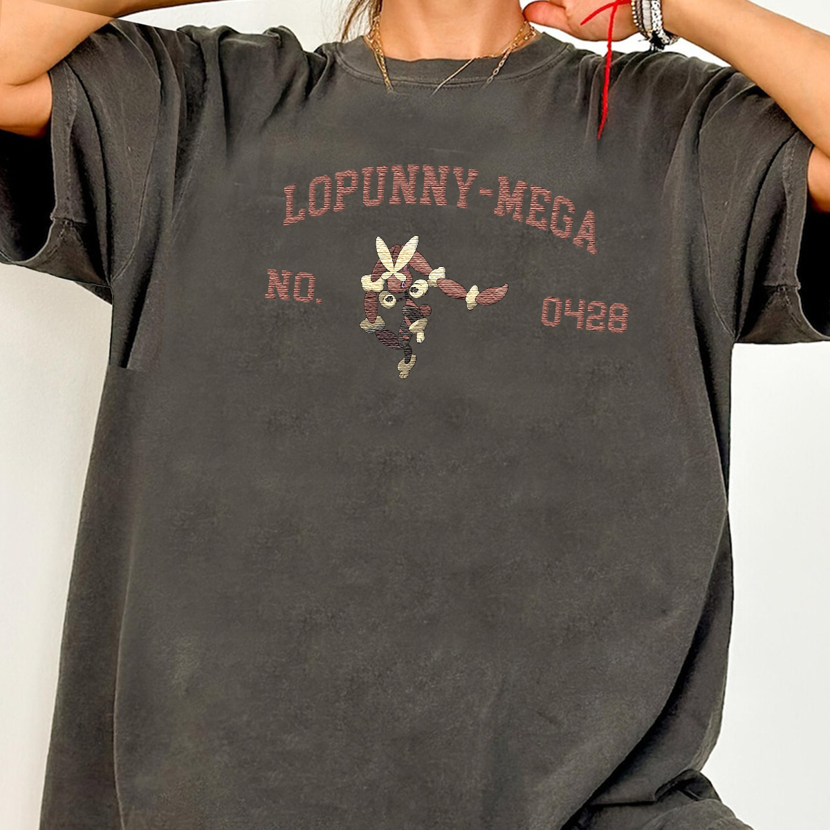 Lopunny-Mega Adorable Anime-Themed Embroidered T-Shirt,Crewneck,Hoodie-Trendy Versatile and a Thoughtful Gift for Friends,H-C-1511