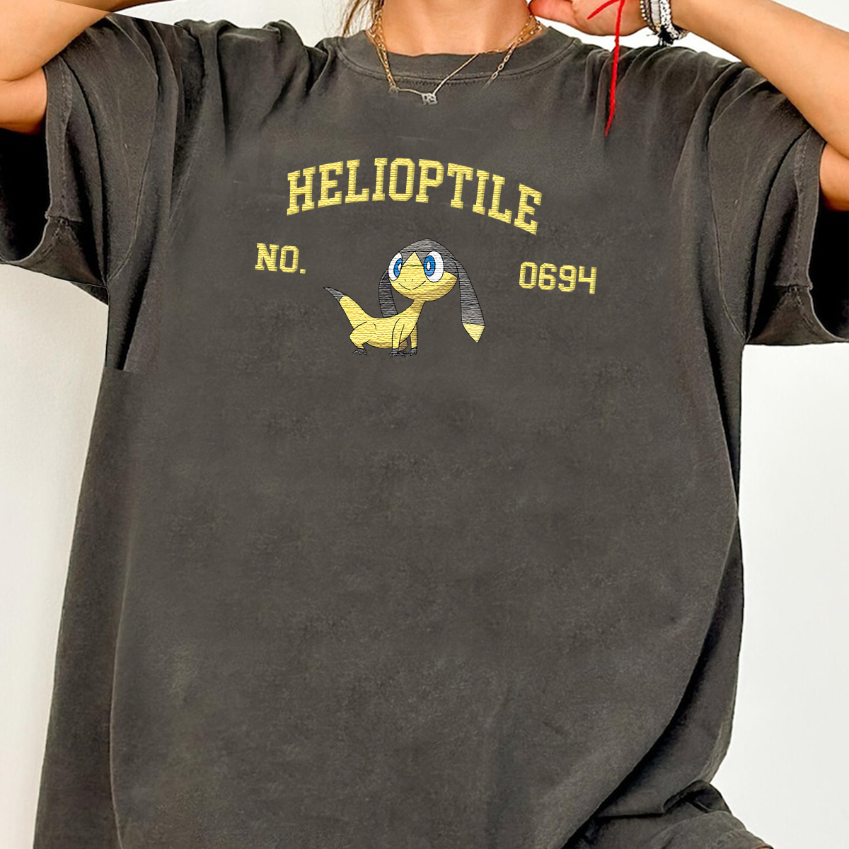 Helioptile Adorable Anime-Themed Embroidered T-Shirt,Crewneck,Hoodie-Trendy Versatile and a Thoughtful Gift for Friends,H-C-1564