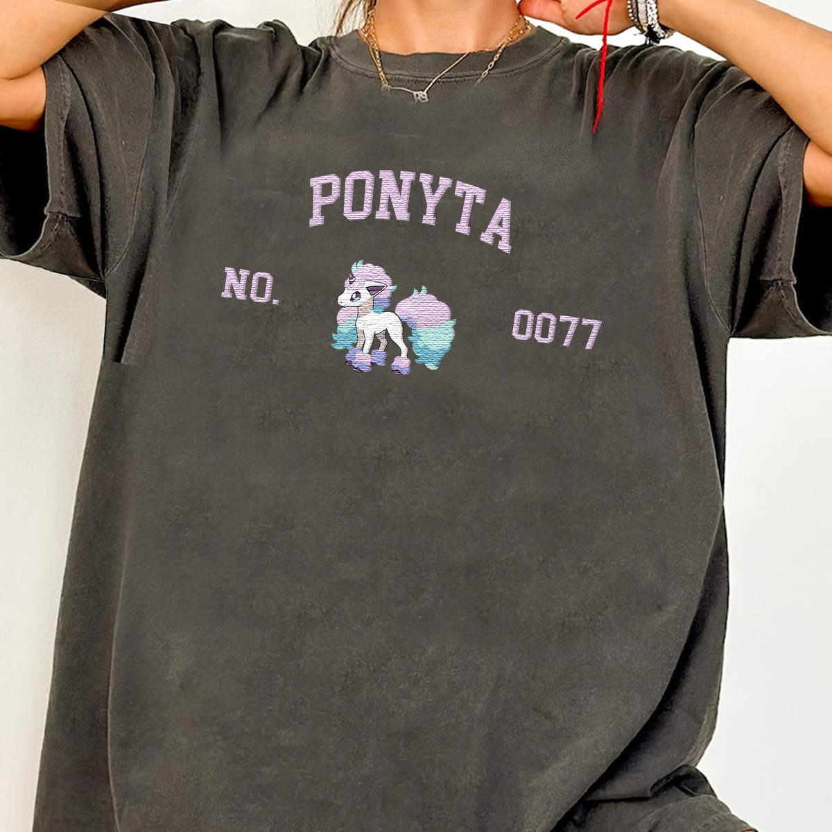 Ponyta Adorable Anime-Themed Embroidered T-Shirt,Crewneck,Hoodie-Trendy Versatile and a Thoughtful Gift for Friends,H-C-1626
