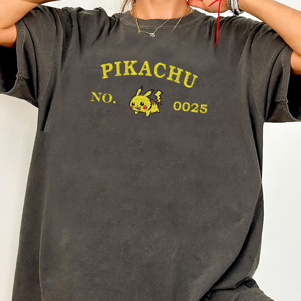 Pikachu-Q.Adorable Anime-Themed Embroidered T-Shirt,Crewneck,Hoodie-Trendy Versatile and a Thoughtful Gift for Friends,H-C-1236