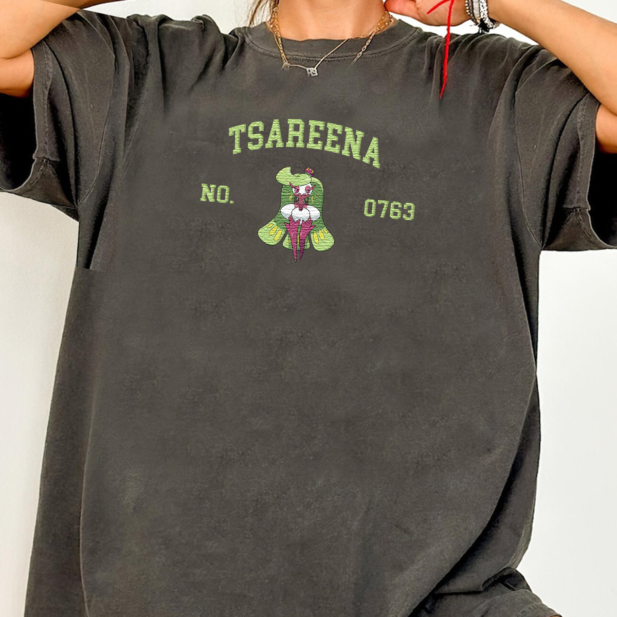 Tsareena Adorable Anime-Themed Embroidered T-Shirt,Crewneck,Hoodie-Trendy Versatile and a Thoughtful Gift for Friends,H-C-1588