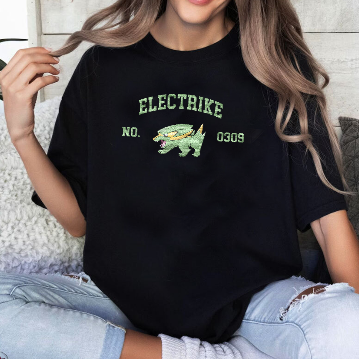 Electrike Adorable Anime-Themed Embroidered T-Shirt,Crewneck,Hoodie-Trendy Versatile and a Thoughtful Gift for Friends,H-C-1737